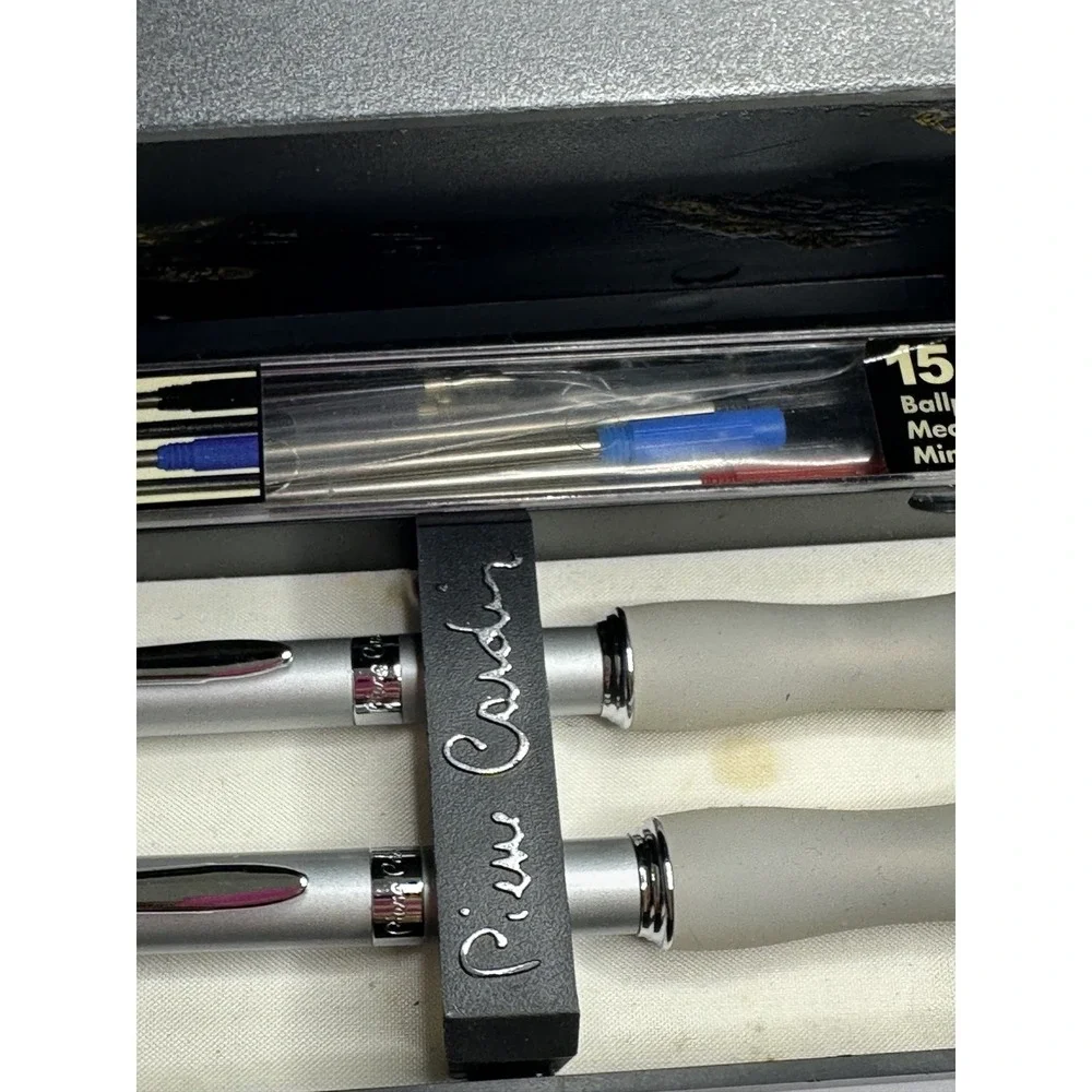 Pierre Cardin Comfort Grip Silver Tone Pen pencil Set Mechanical Refills